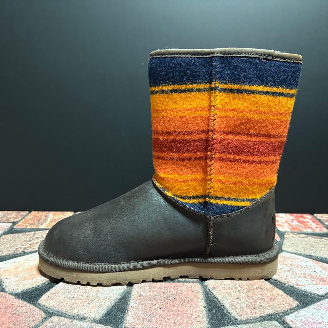 【試着のみ】アグ　× ペンドルトン　コラボ 本革　ウール　ワッペン　24.0cm