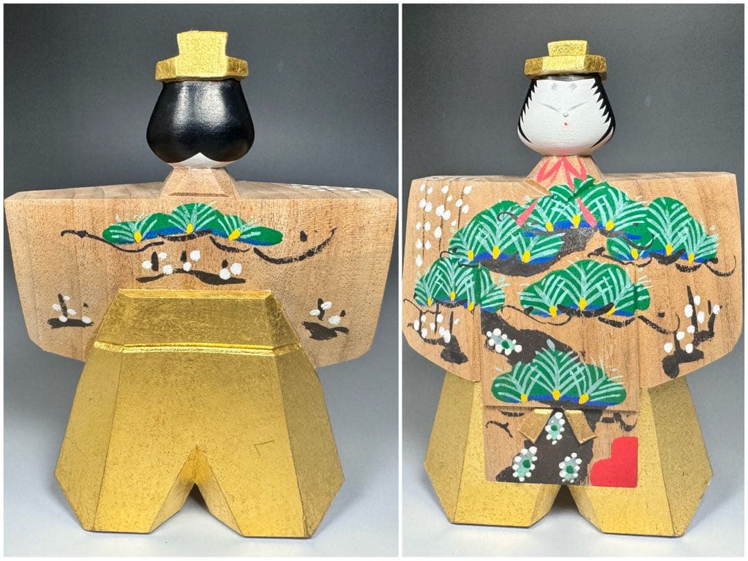 藤代光雄 松寿びな 創作雛人形 木彫 立雛 雛人形 置物 光雄 一刀彫 共