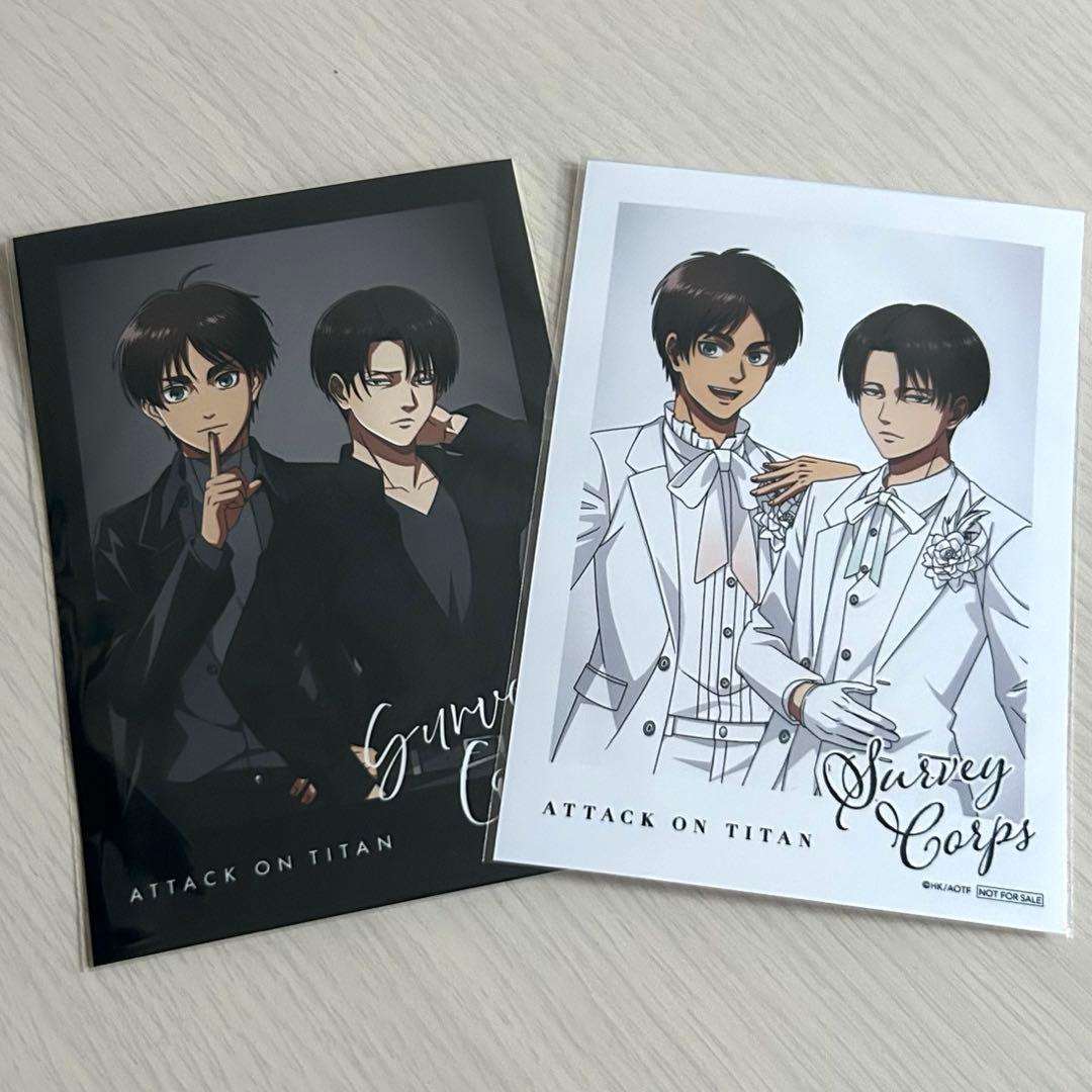 進撃の巨人 Black&White 特典ブロマイド エレン&リヴァイ 2種セット