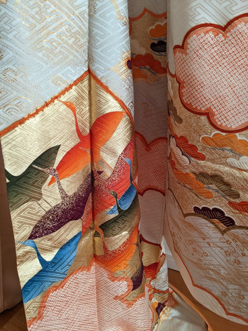 ✨特選お誂え お振袖【駒刺繍 雲取り飛鶴文 金彩 正絹】結婚