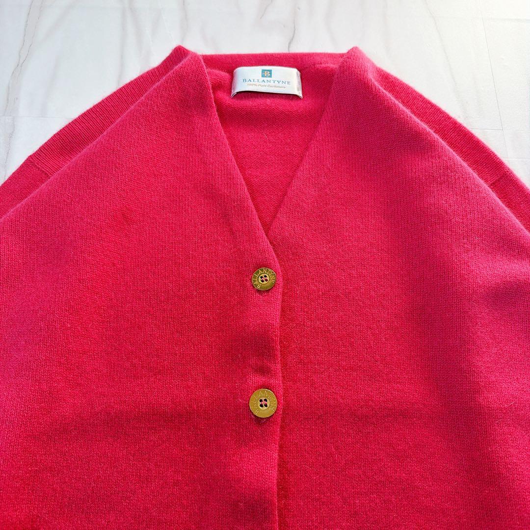 《美品》BALLANTYNE カーディガン ピュアカシミヤ ピンク 42