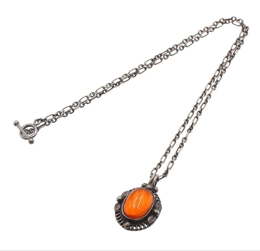 S2566 ジョージジェンセン SV925 琥珀 アンバー 1995 ネックレス