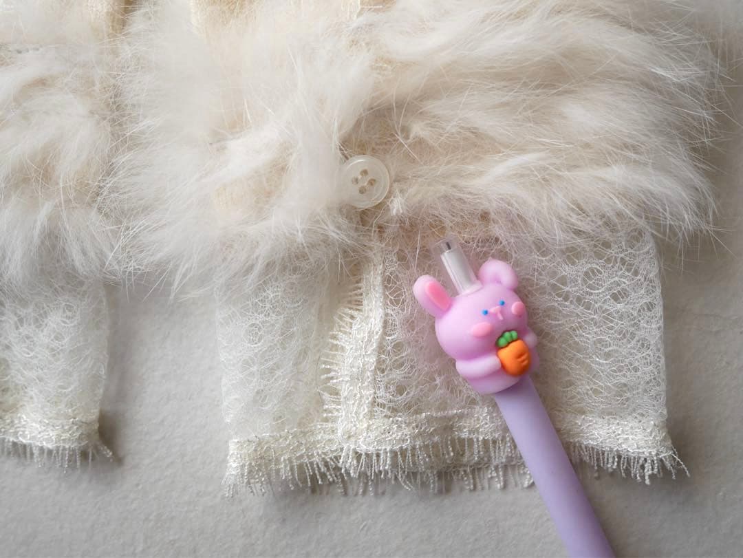 Blumarine レース×ファー パールボタン カーディガン ホワイト - メルカリ