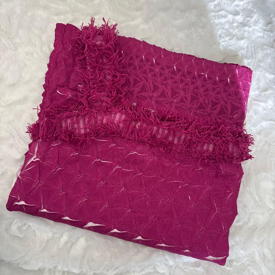 イッセミヤケ ピンクパープル フリル付きキャミソール