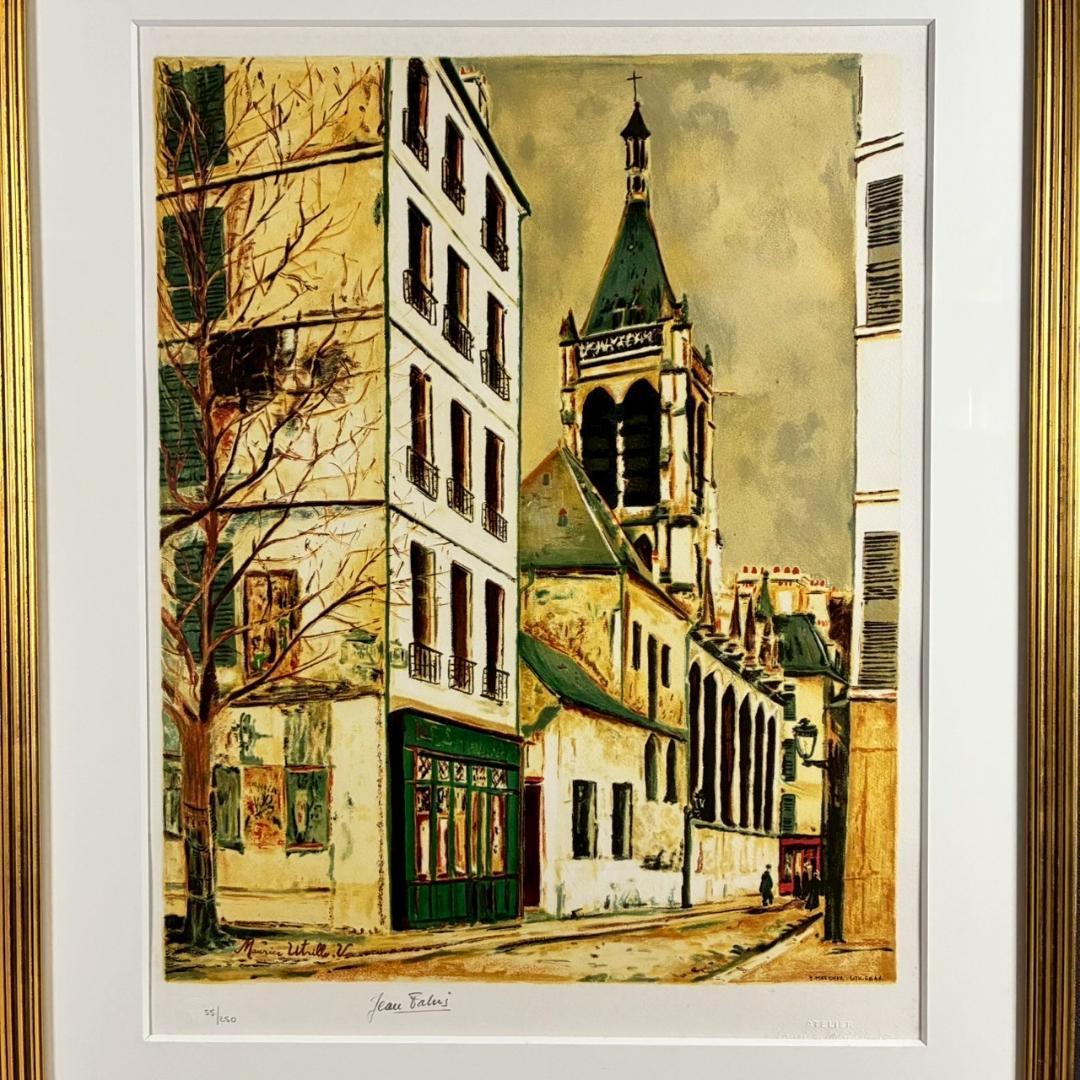 モーリス・ユトリロ「サン・セヴランの教会」リトグラフ 直筆サイン入