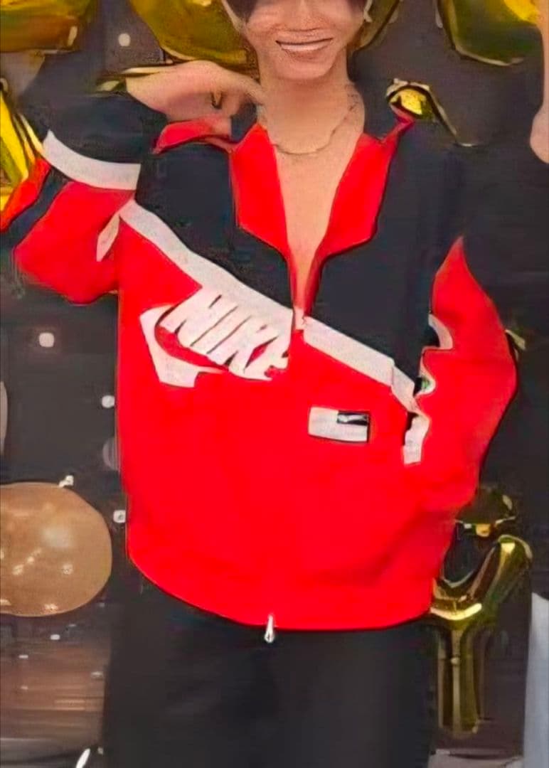 新品☆Nike☆ナイキ☆山田涼介☆RED☆オーバーサイズ☆L☆ナイロン