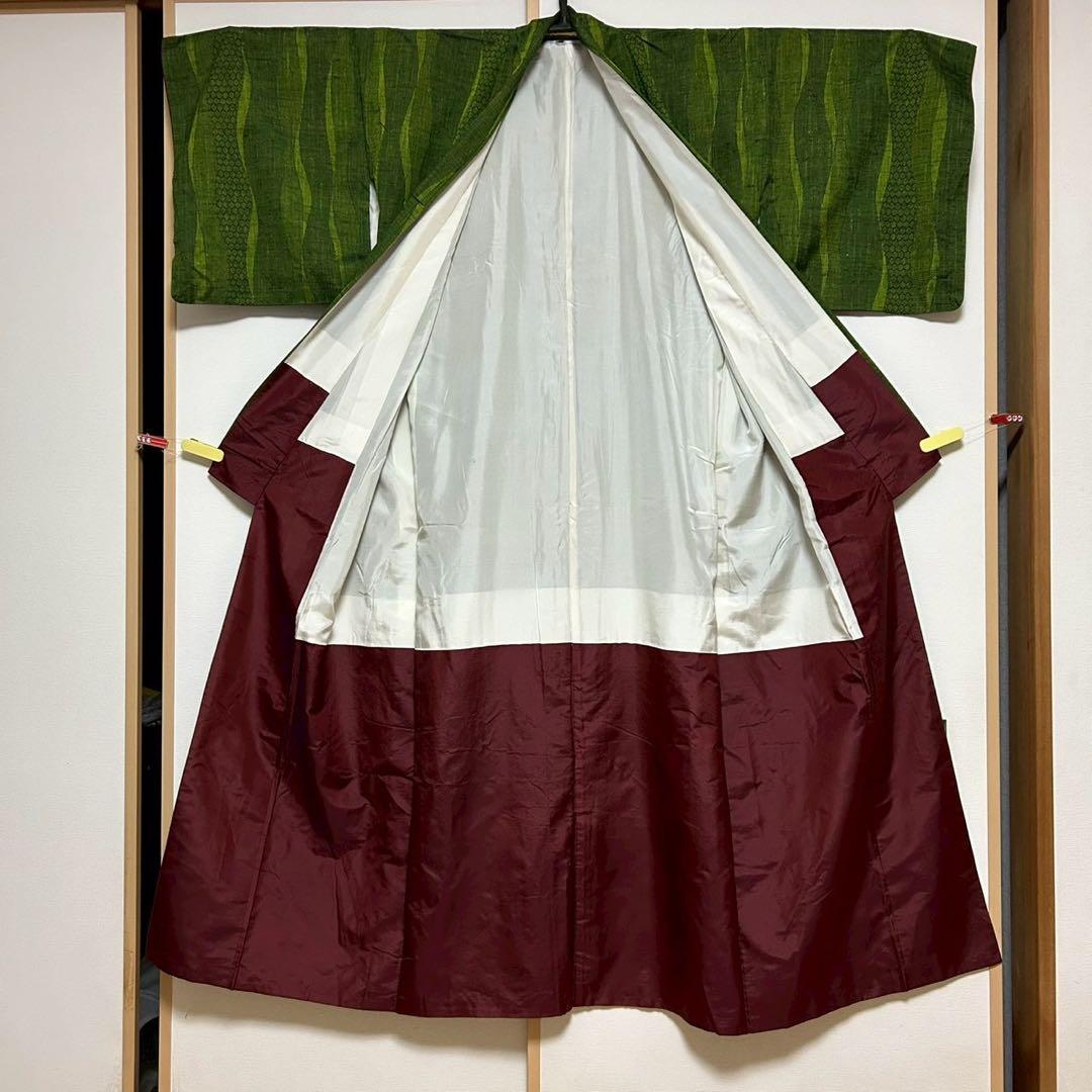 く*ん様 モ43 未使用近い 美品 袷 紬 ぜんまい紬系 色紬 小紋 フル