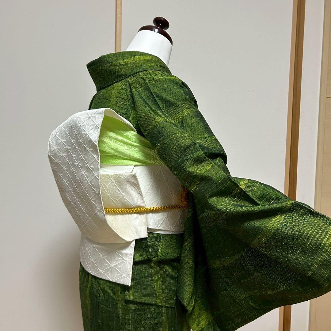 く*ん様 モ43 未使用近い 美品 袷 紬 ぜんまい紬系 色紬 小紋 フル