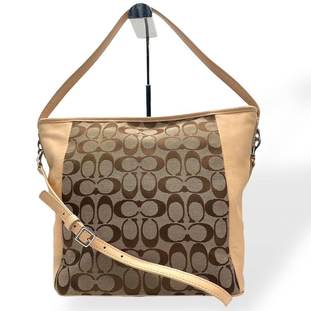 極美品 COACH コーチ 2way トートバッグ ショルダーバッグ ベージュ