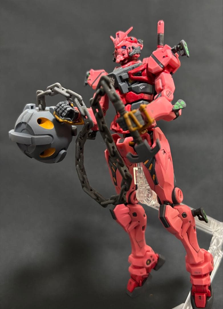 HG赤いガンダム完成品（ビット6個付き・部分塗装・つや消しトップ