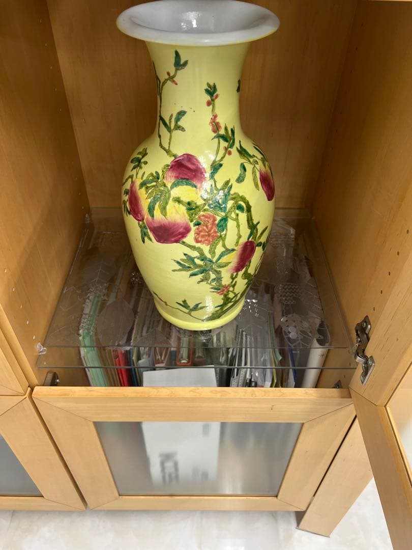 中国清康熙年製銘寿桃紋瓶 官窯骨董唐物古美術アンティーク 青磁 江戸