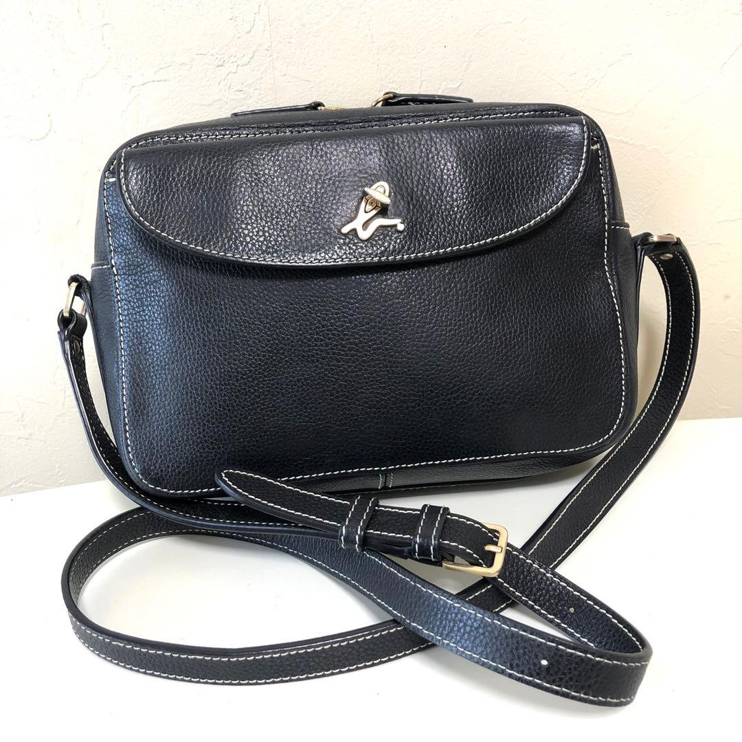 アニエスベー ショルダーバッグ ステッチ レザー ブラック アニエスベー ショルダーバッグ レザー ステッチ : ブランドショップ