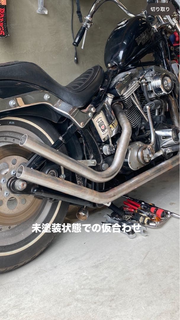 最終値下げ】エボ ソフテイル用 アップスイープマフラー(耐熱クリア