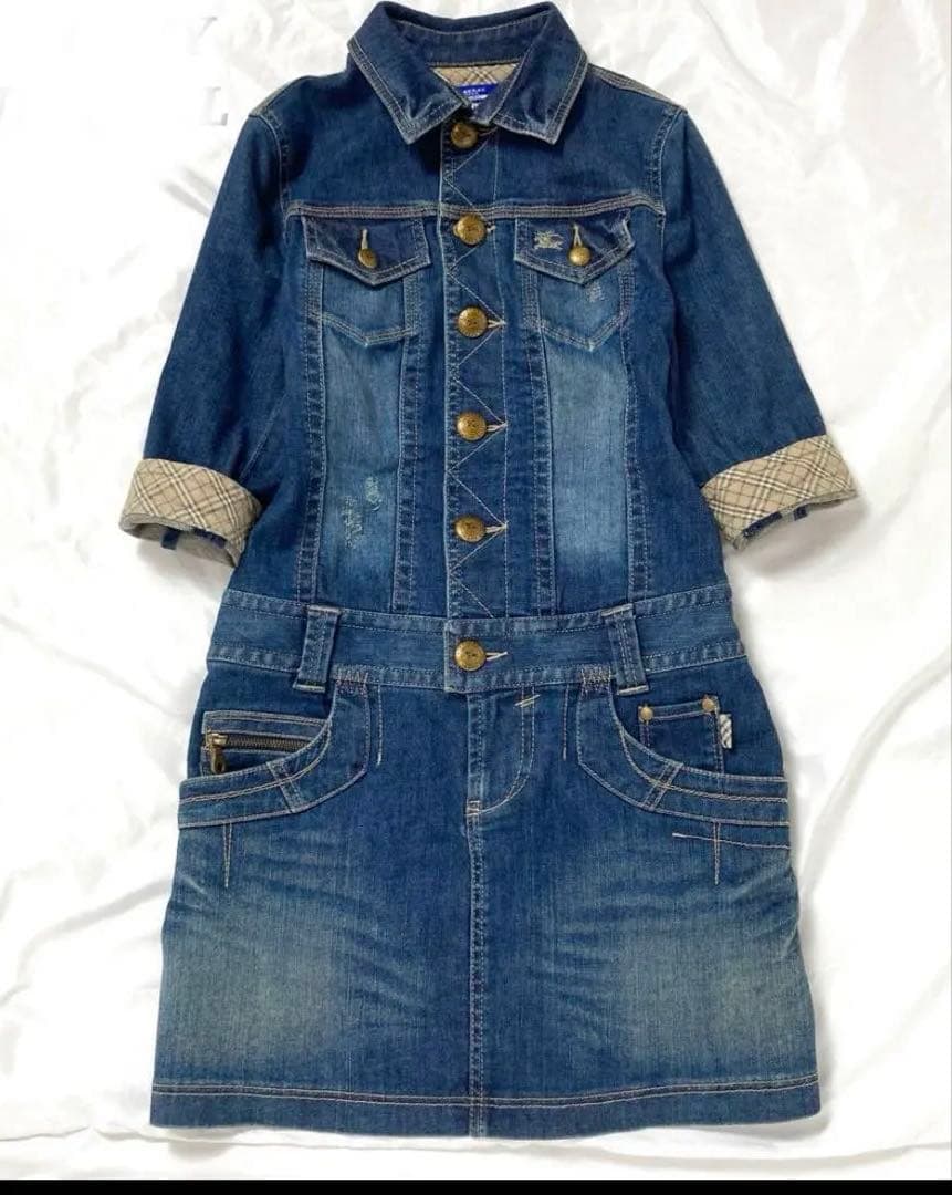 BURBERRY デニムワンピース ホースロゴ刺繍 38 - メルカリ