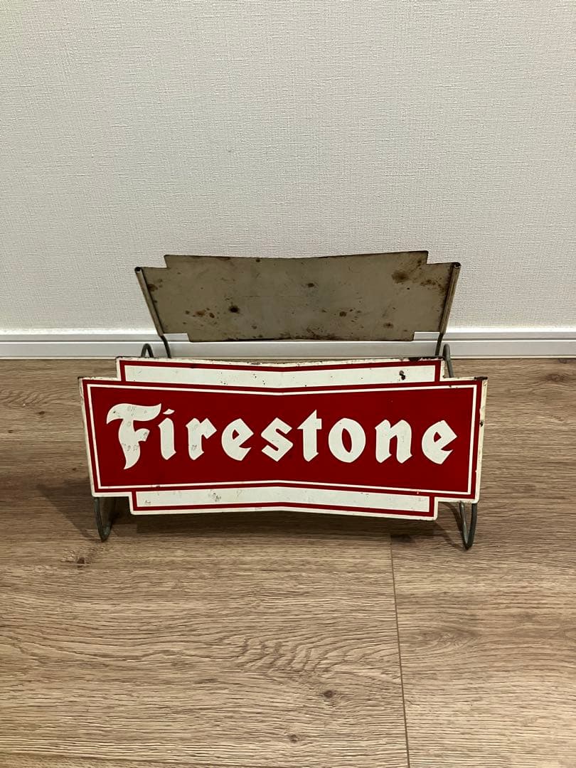Firestone レトロ金属サイン Firestone Neon Sign: Vintage 1940's Die Cut Porcelain Automobilia
