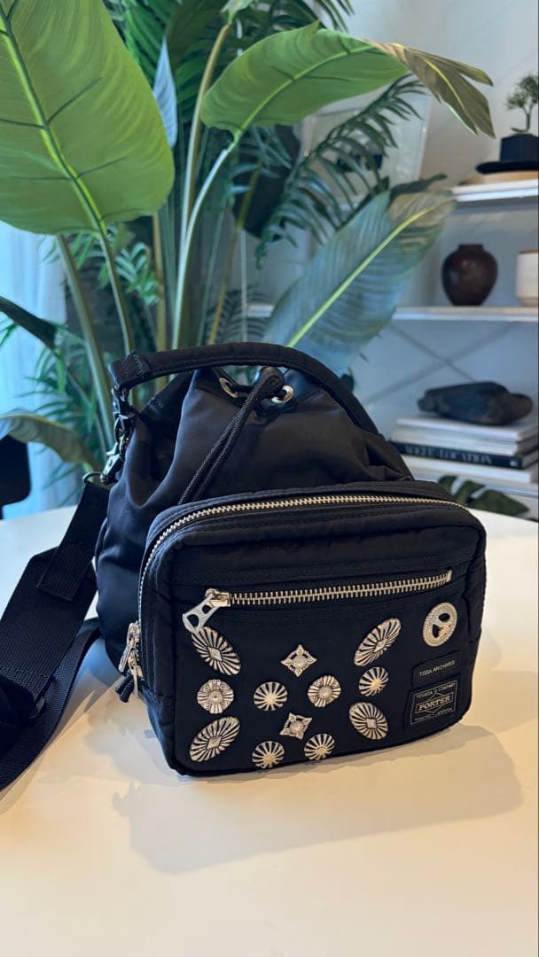 最終値下げ！STRING BAG TOGA×PORTER BLACK美品 PORTER x TOGA String Bag ポーター x トーガ ストリングバッグ (TOGA