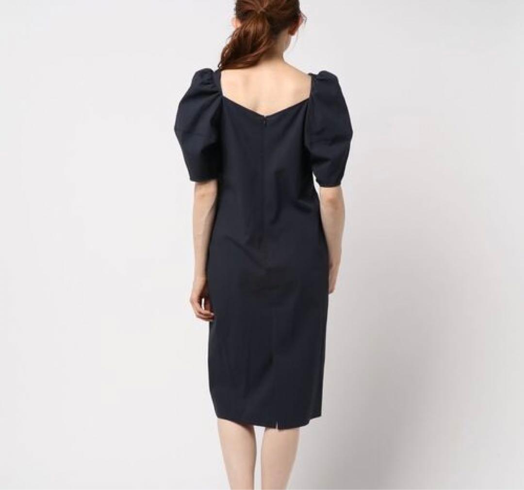 VERMEIL par iena パフスリーブワンピース ネイビー 日本製 - メルカリ