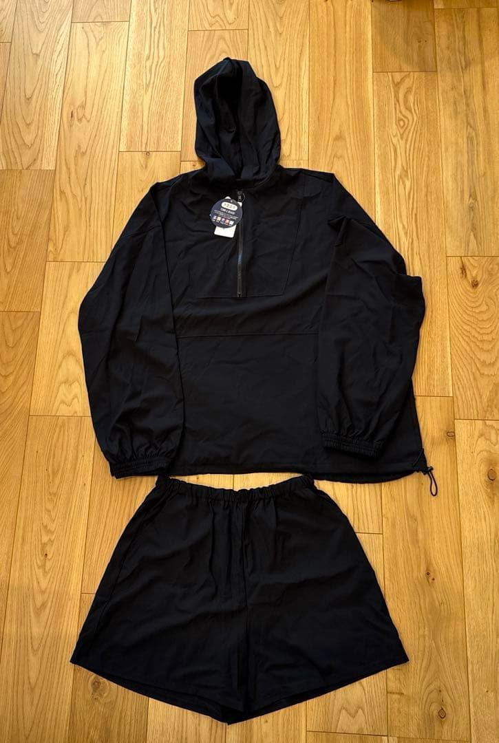 ポケット付きハーフジップラッシュパーカー＋リブタンキニ水着+