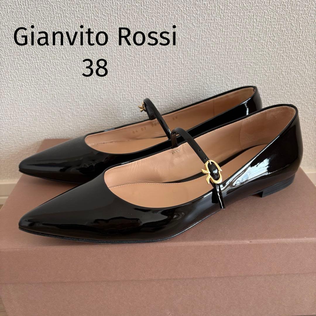 靴 Gianvito Rossi RIBBON JANE BLACK 38 Ribbon Jane patent leather Mary Jane flats in black - Gianvito