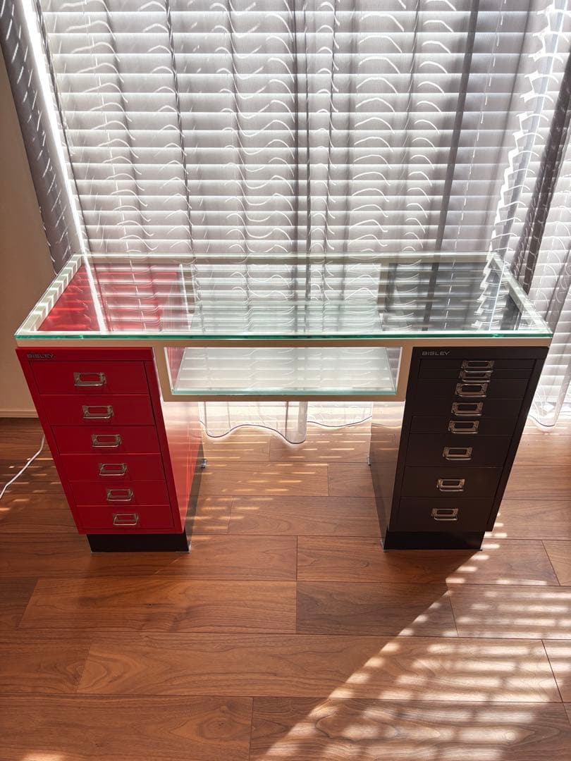 BISLEY ガラス天板・天板フレーム ビスレー / BISLEY テレワークデスク Lフット600スチール ブラック