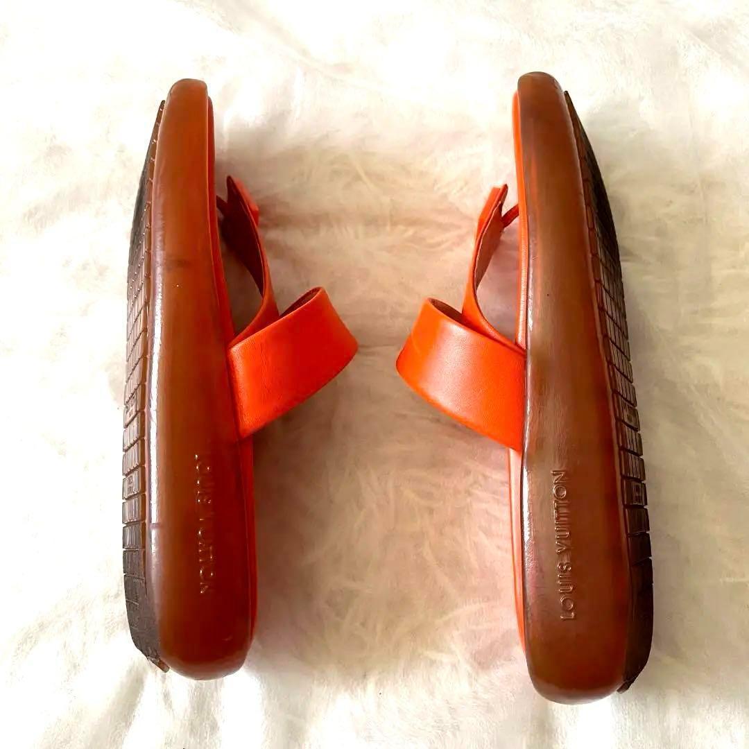 LOUIS VUITTON 美品✨オレンジ レザー トングサンダル 22.5cm