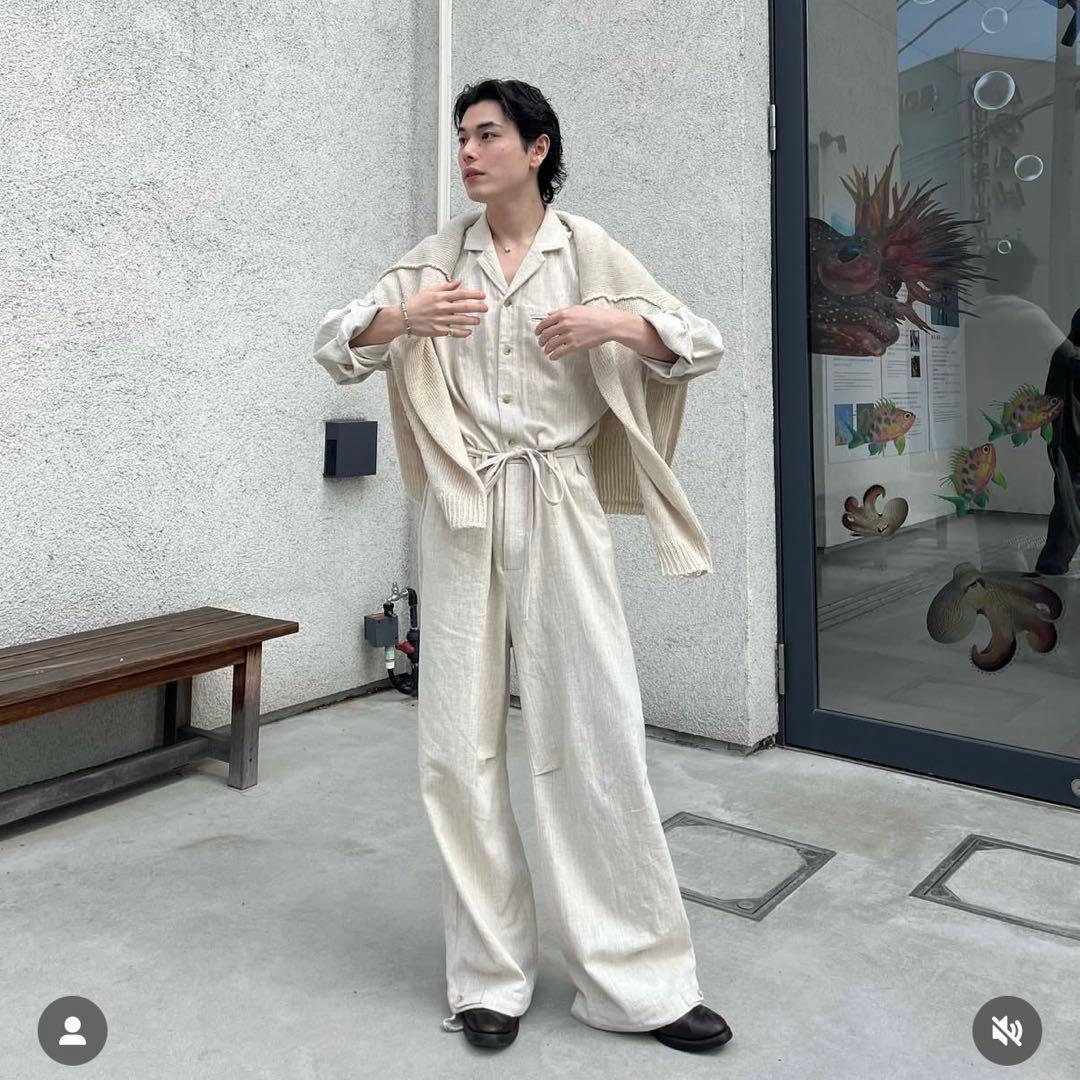 Camphor wood リネン ジャンプスーツ つなぎ Lサイズ アイボリー