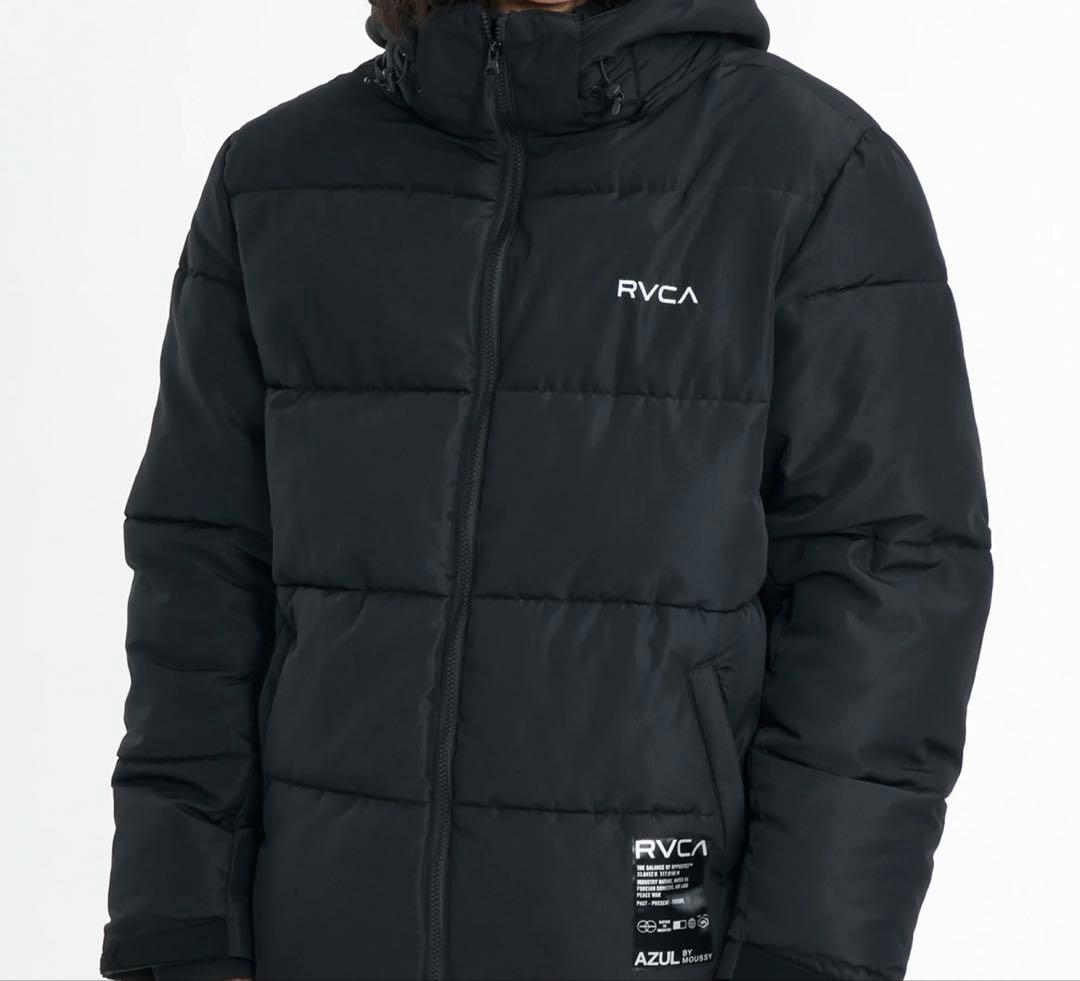 RVCA ブラック ダウンジャケット フード付き - メルカリ