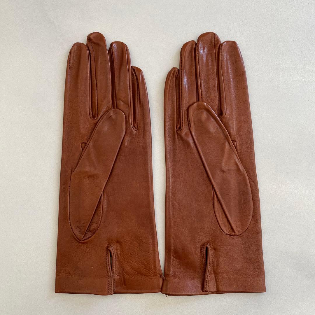 未使用 セルモネータ レザーグローブ ブラウン 革手袋 裏地無し サイズ