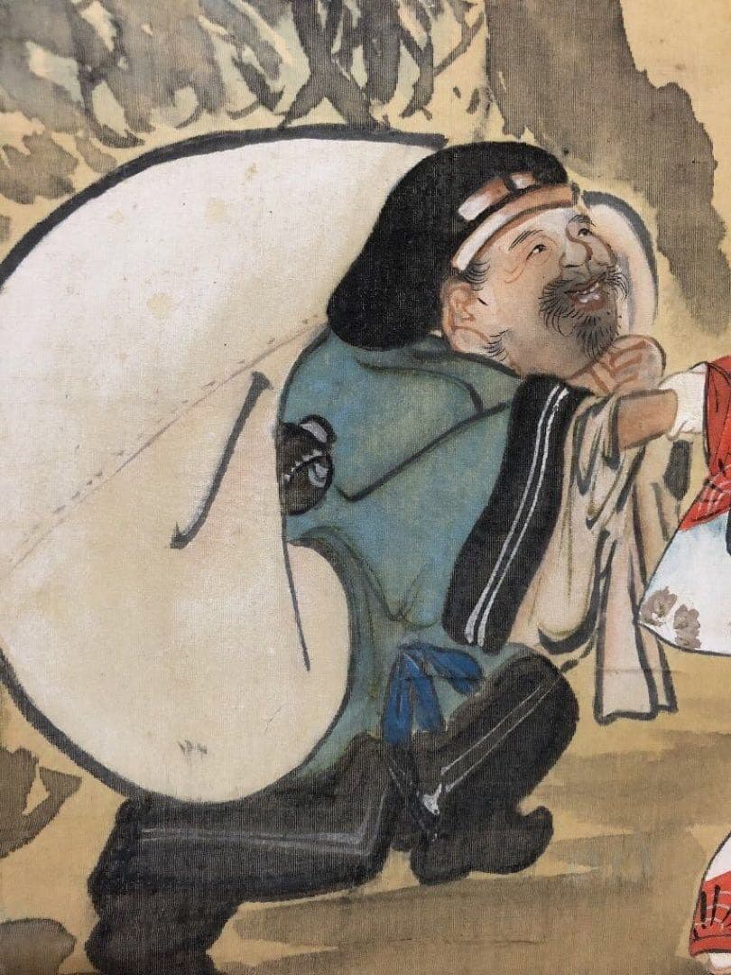 北斎戴斗 『大黒美人図 』 掛軸 / (葛飾北斎)師 日本画 浮世絵 肉筆