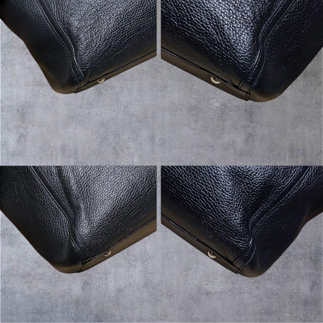 美品 フルラ ハンドバッグ シボ革 A4可能 大容量 肩掛け 旅行 ブラック