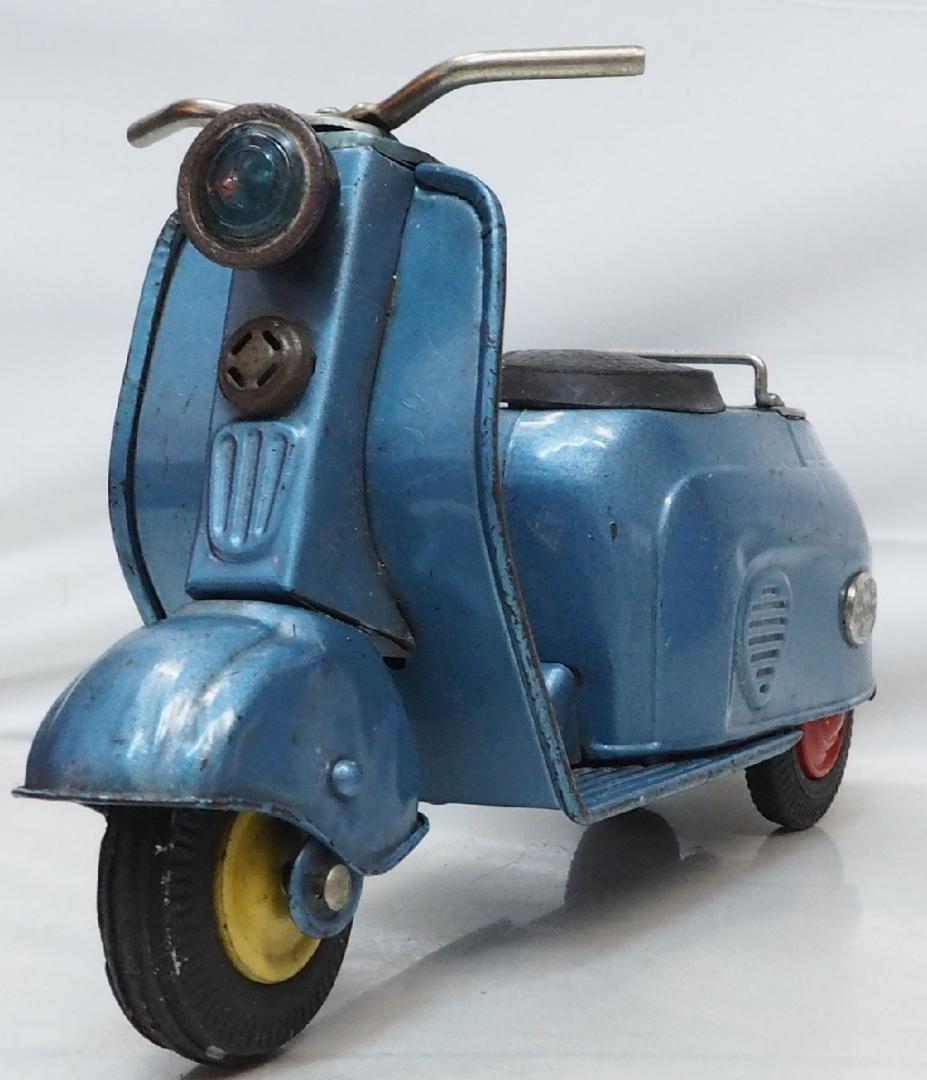 萬代屋【新三菱工業シルバーピジョン青】ブリキtin toy carスクーター