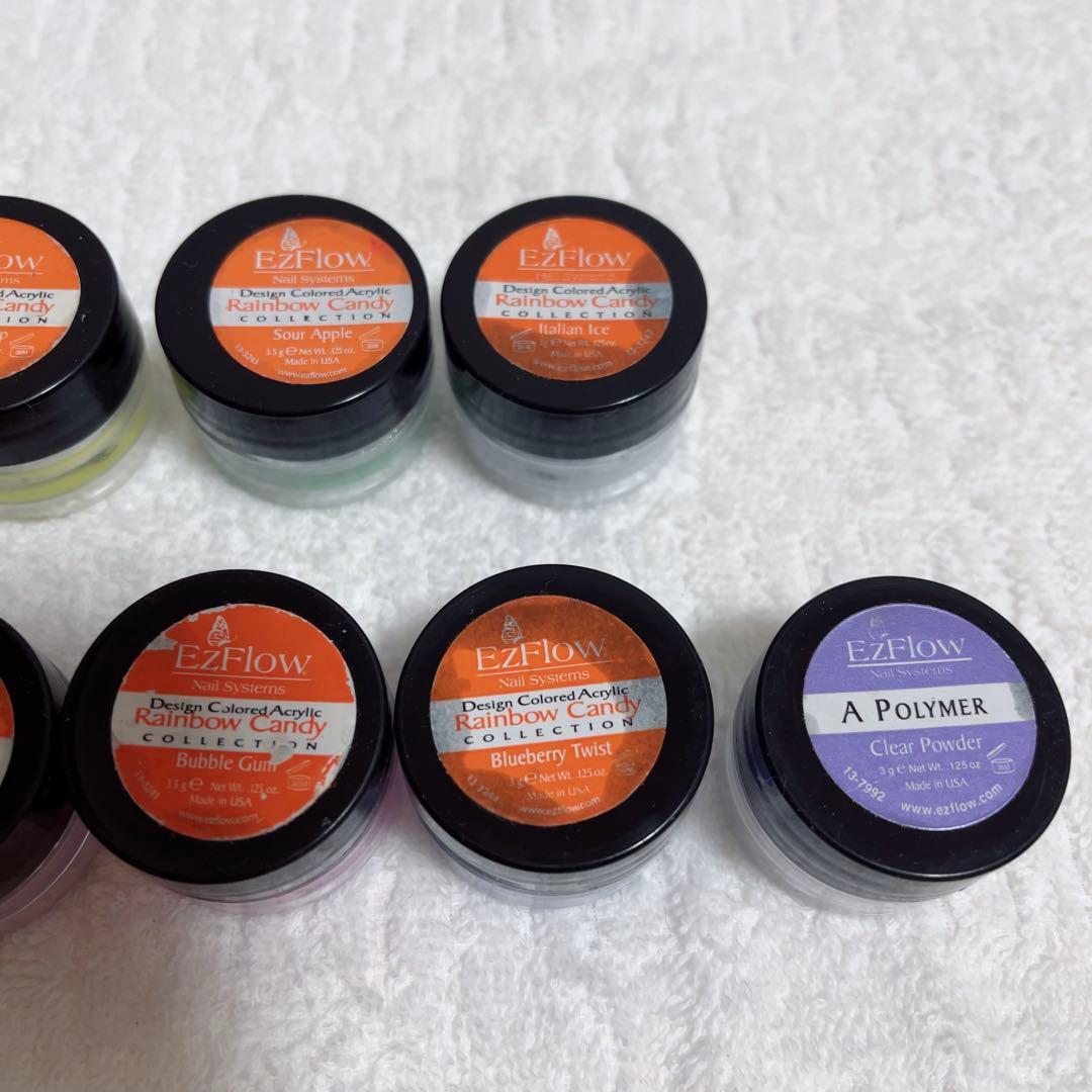 EZflow アクリルパウダー 9個 カラーパウダー グリッターパウダー