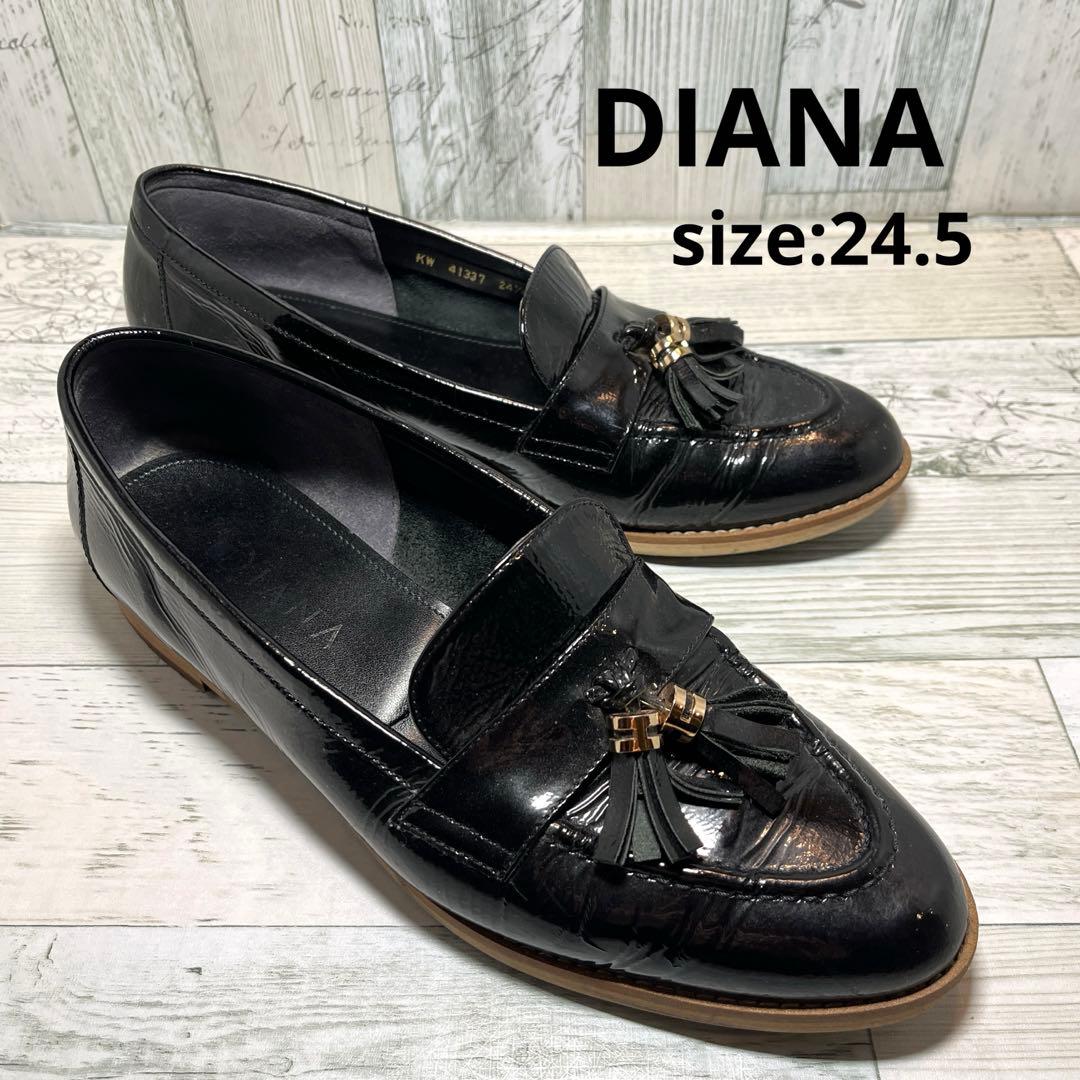 ダイアナ DIANA タッセル ローファー ブラック レディース 24.5 - メルカリ