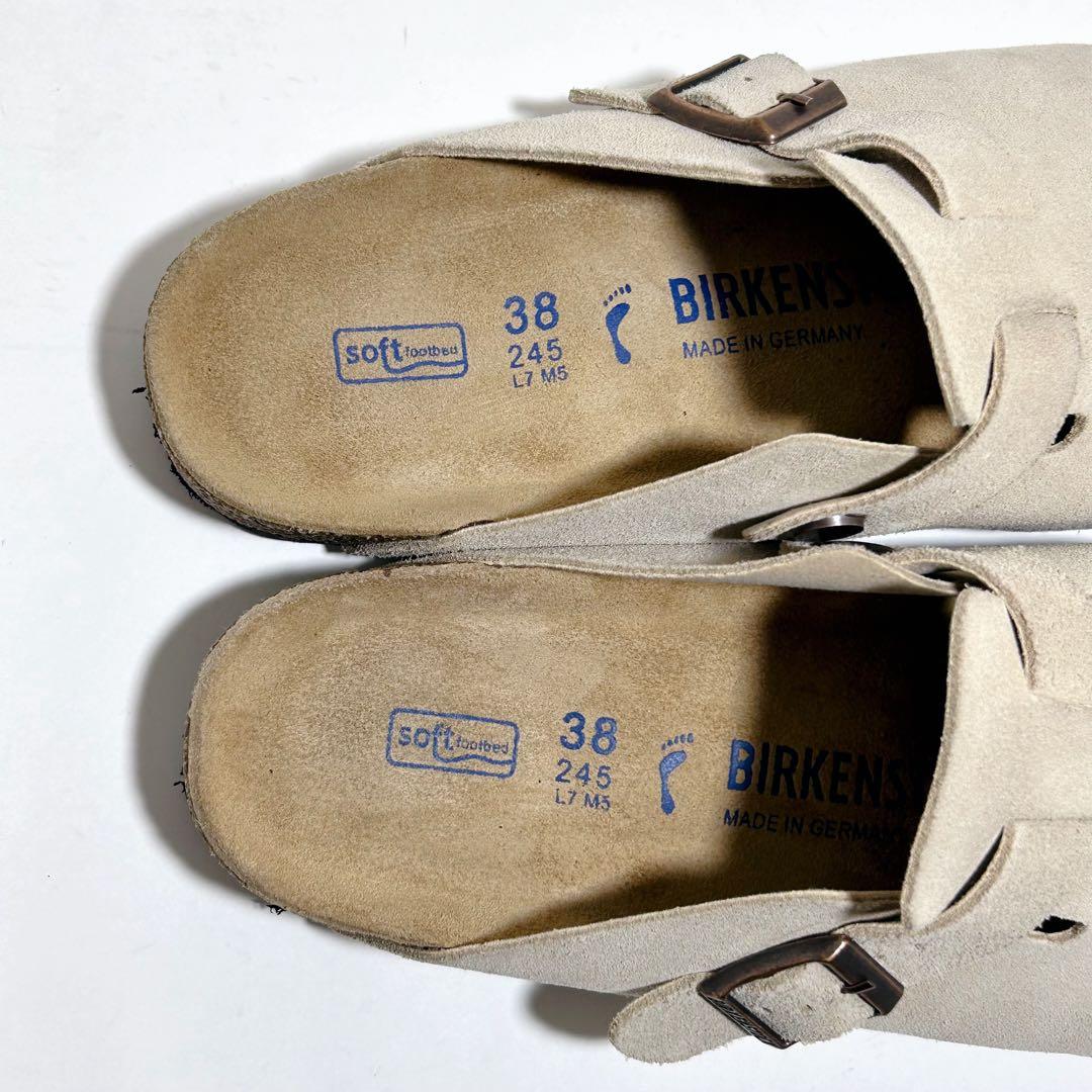 美品☆ビルケンシュトック ボストン スエード ベージュ系 ナロー幅 24.5cm
