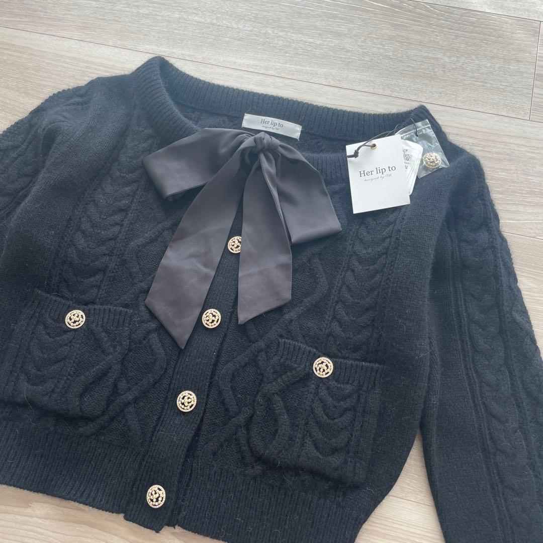 新品】 Aerienne Cable-Knit Ribbon Cardigan - メルカリ