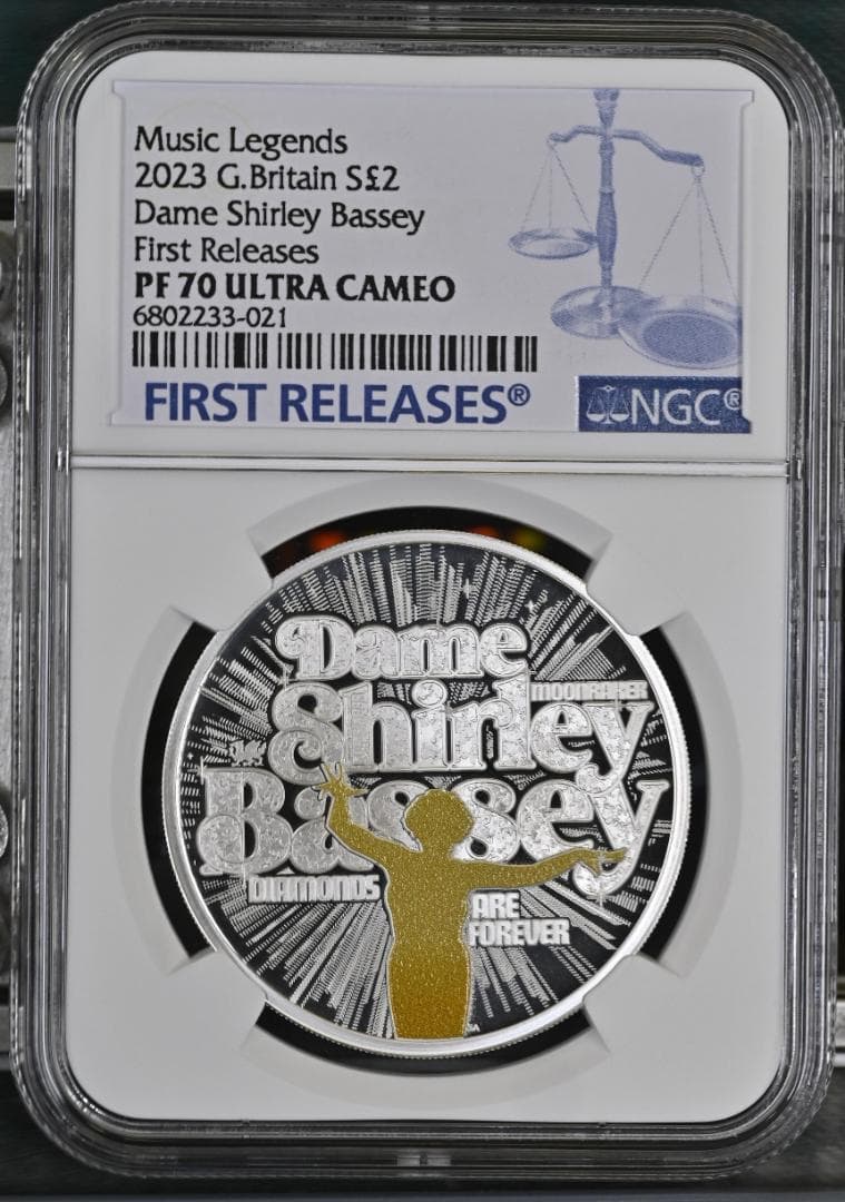 最高鑑定 イギリス 2023年 PF70 ウルトラカメオ シャーリー・バッシー