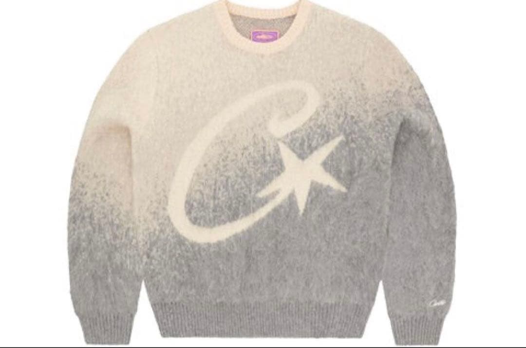 corteiz セーター L モヘア グレー リエディ Re:EDIT [2024-25 WINTER COLLECTION]モヘアライクVネック