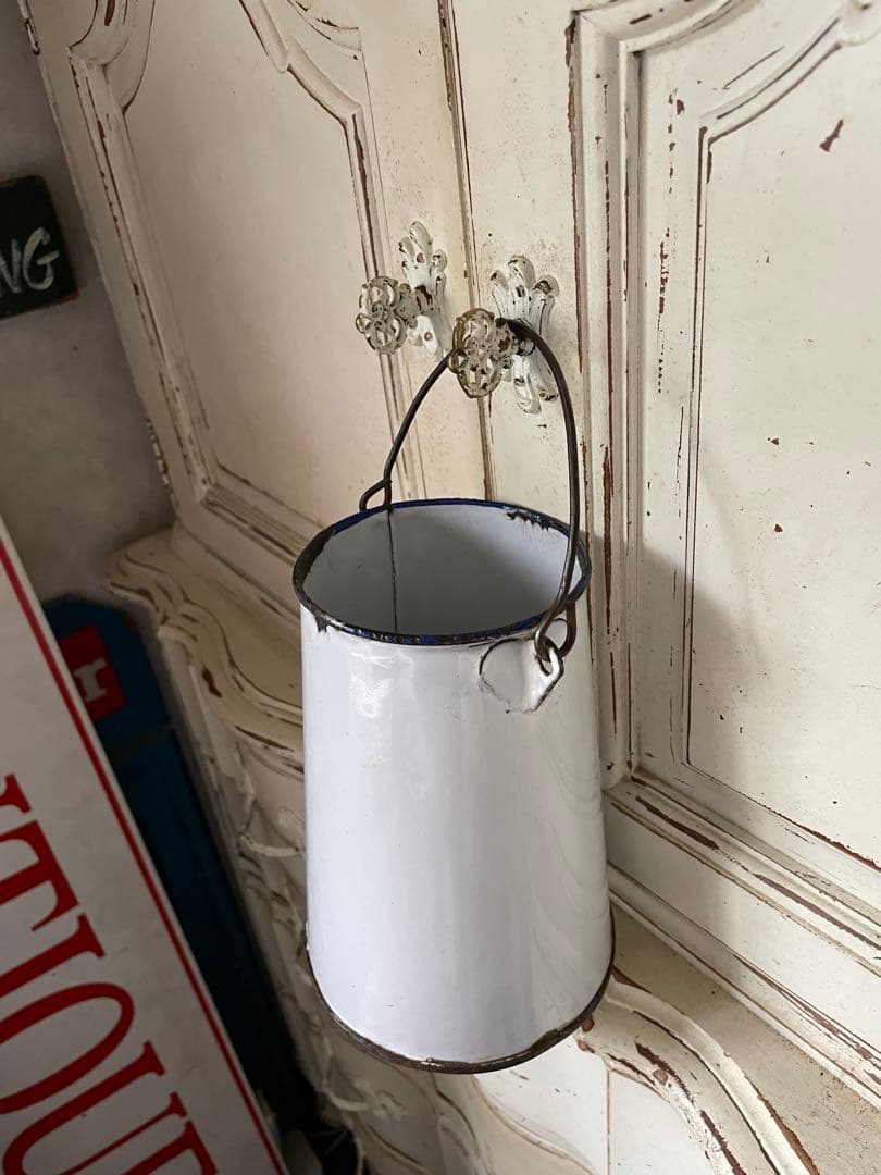 青ぶー様専用です アンティーク ホーロー ミルク ポット キャリー 缶