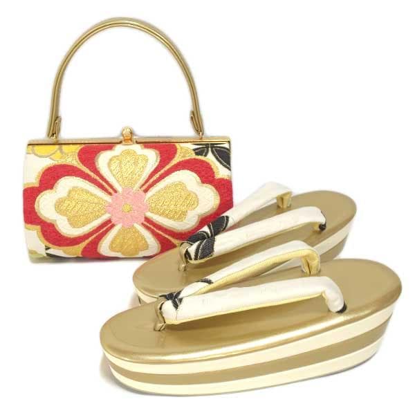 6617 L 振袖用 草履 バッグセット 正絹 西陣織 帯地 最高級 24cm