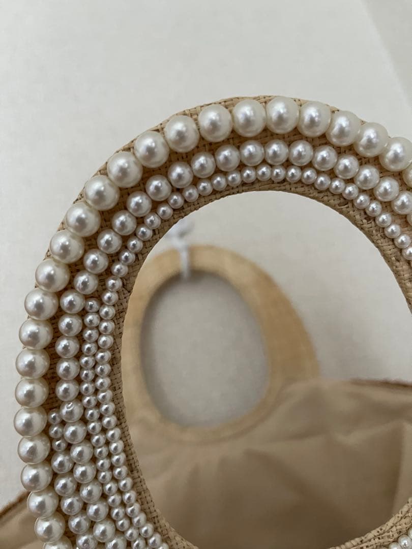 素敵に可愛いい⭐︎アナトリエ⭐︎ベージュ パール装飾 かごバッグ