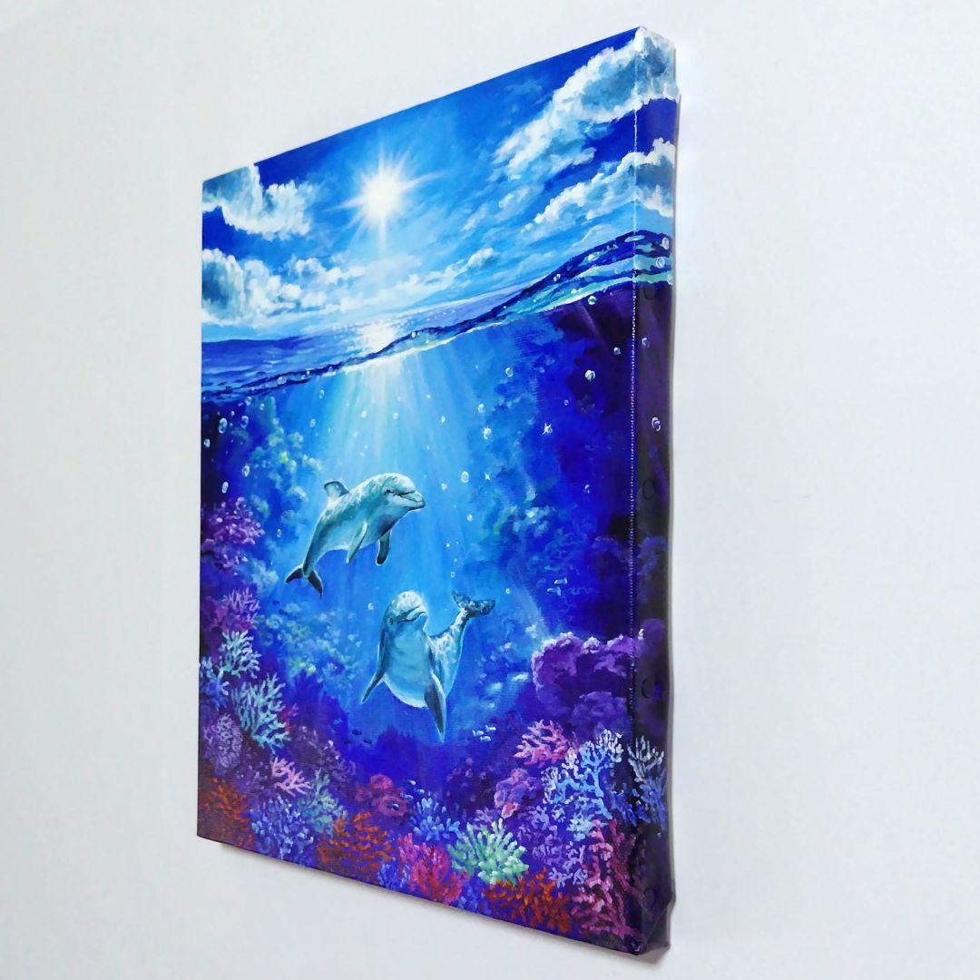 海の世界④】アクリル画 F3 風景画 絵画 原画 動物 - メルカリ