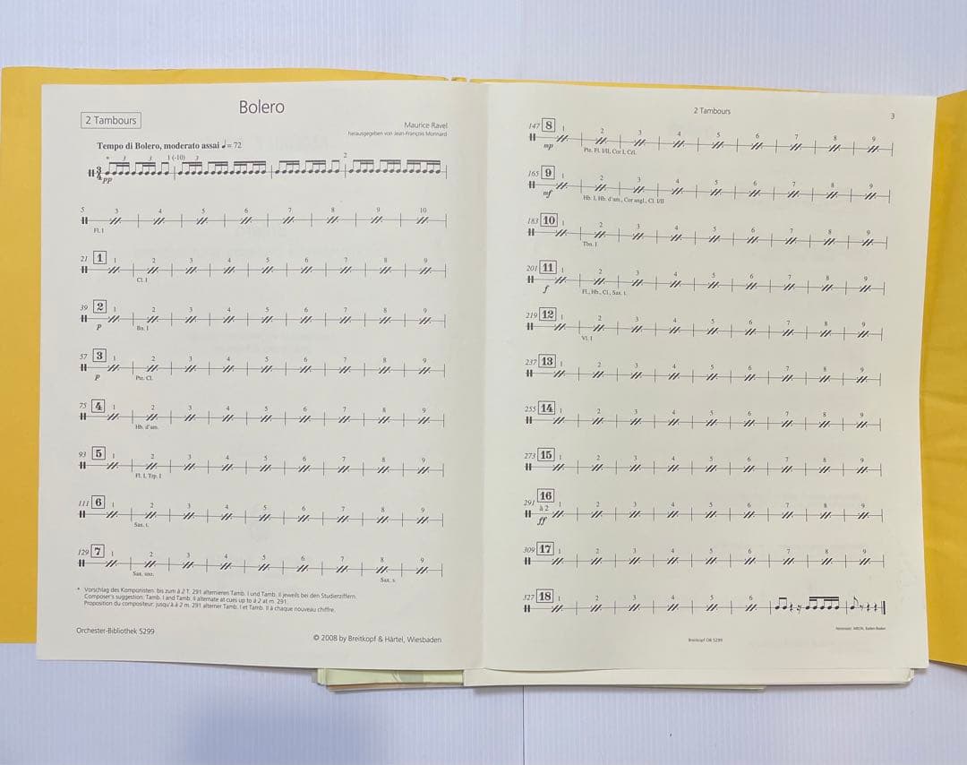 オーケストラパート譜】ラヴェル:ボレロ ブライトコプフ原典版