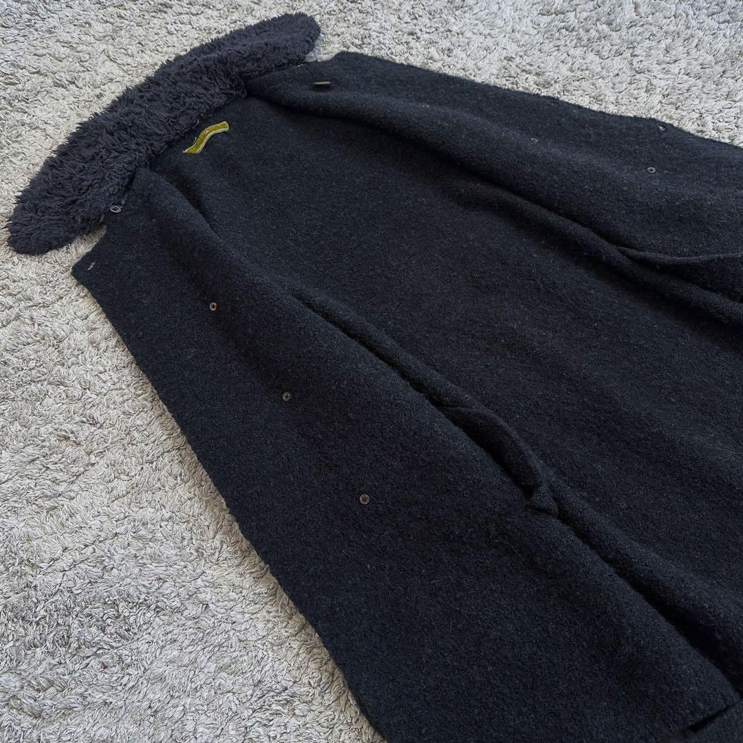 異素材mix／コットンボア× 縮絨ウールニット】45rpm／ベルテッドコート