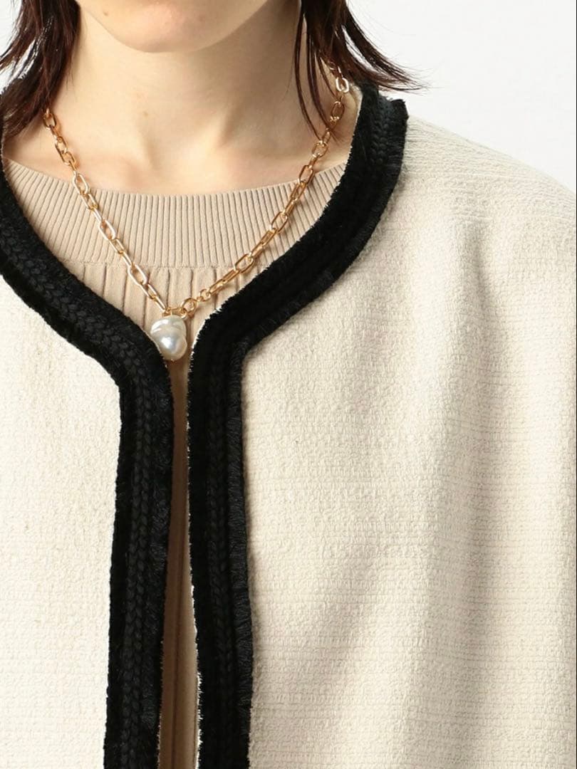 DES PRES コットンナイロンツイード ノーカラーショートコート - メルカリ