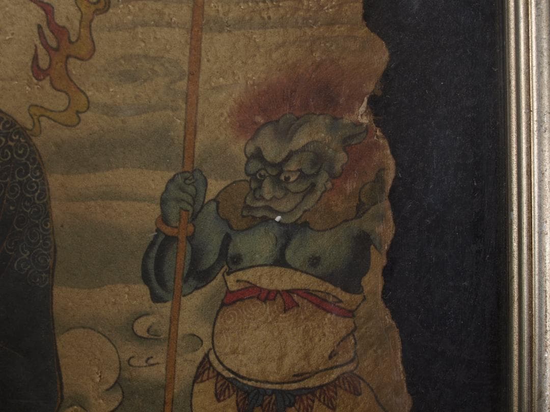 中国唐時代 敦煌莫高窟壁画 彩絵 人物像 発掘品古美術 AK1774A1-4