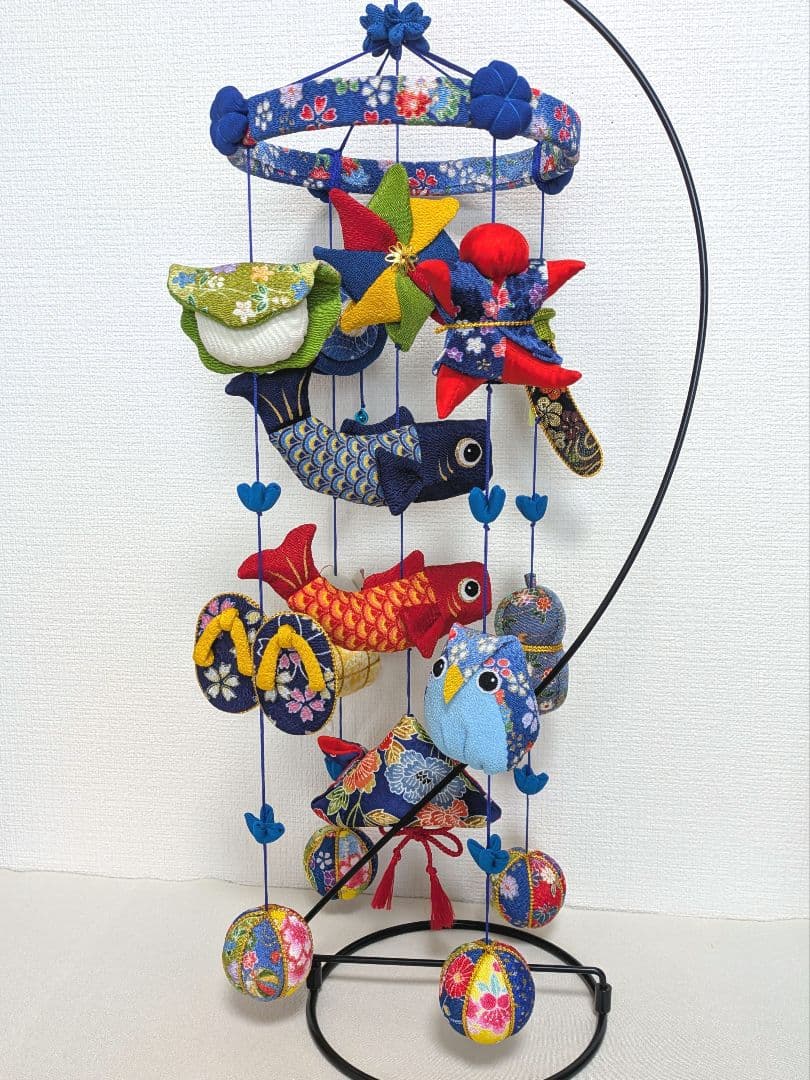 鯉のぼりの吊るし飾り(青) 】ちりめん細工 輪飾り 端午の節句 こどもの日