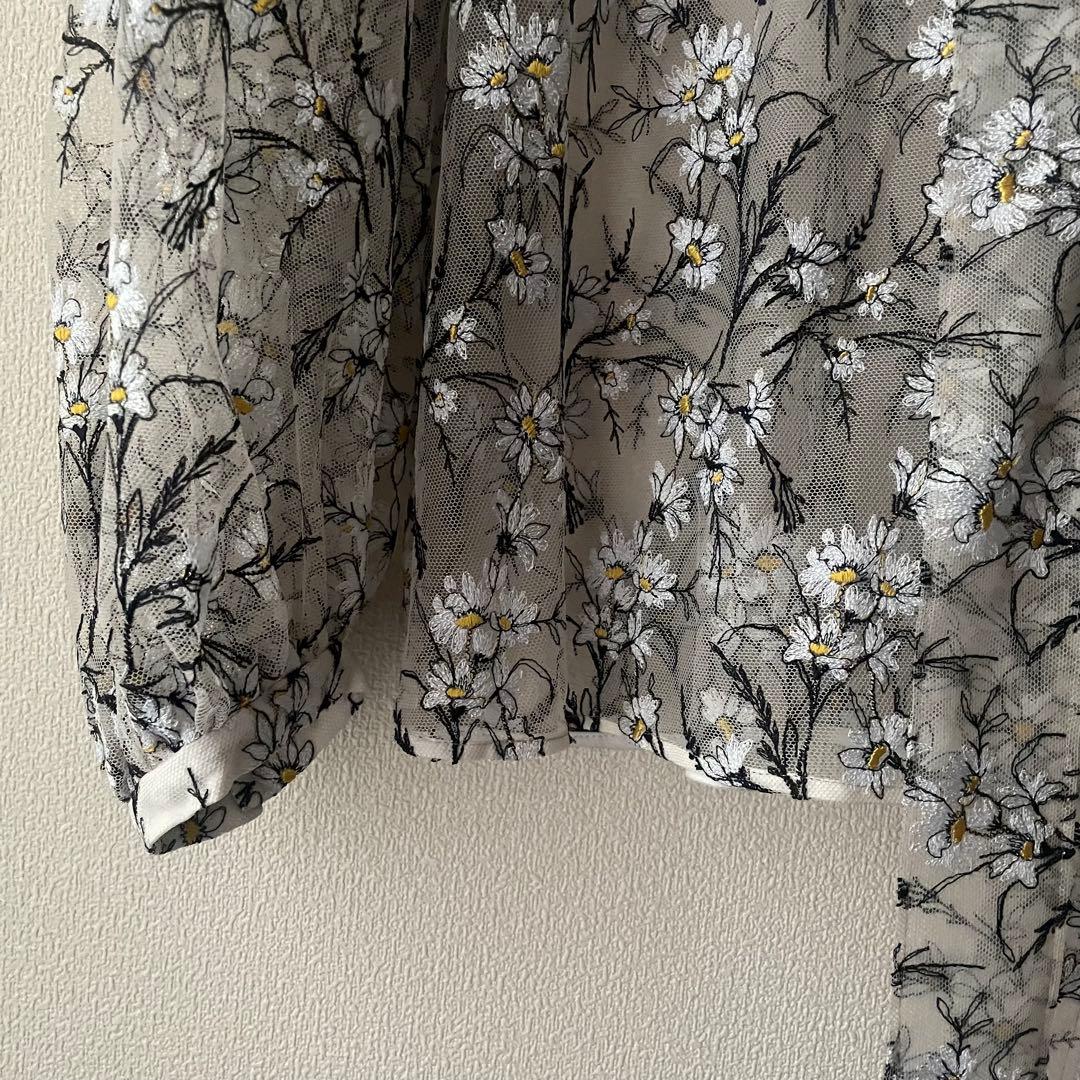 ブラミンク2025SPRING フラワーチュールレースリボンブラウス 38