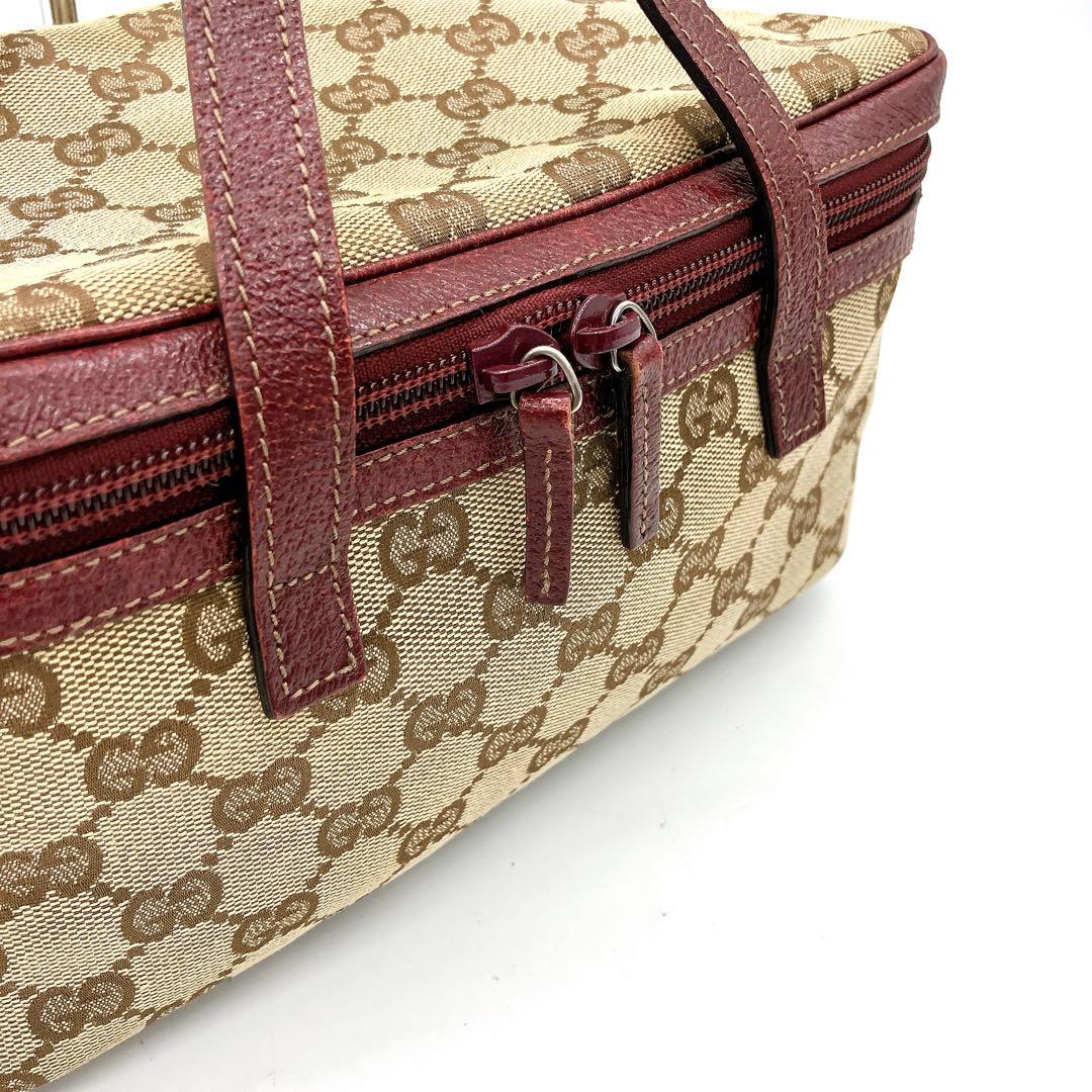 美品【GUCCI】バニティバッグ GGキャンバス ベージュ ハンドバッグ