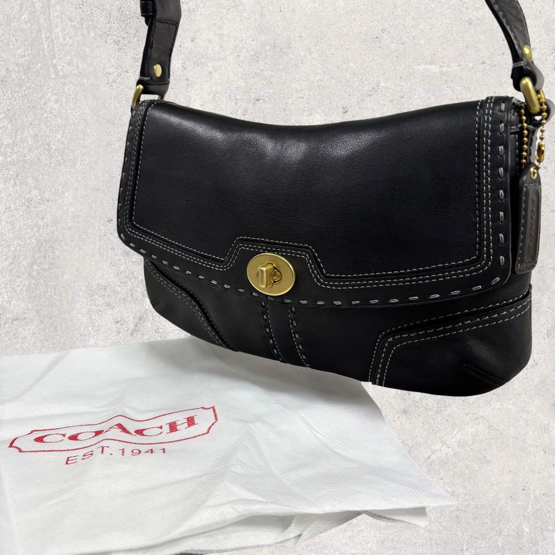 コーチ ソーホー ワンショルダーバッグ レザー 黒　ターンロック 保存袋 コーチ ソーホー ワンショルダーバッグ レザー 黒 ターンロック 保存袋