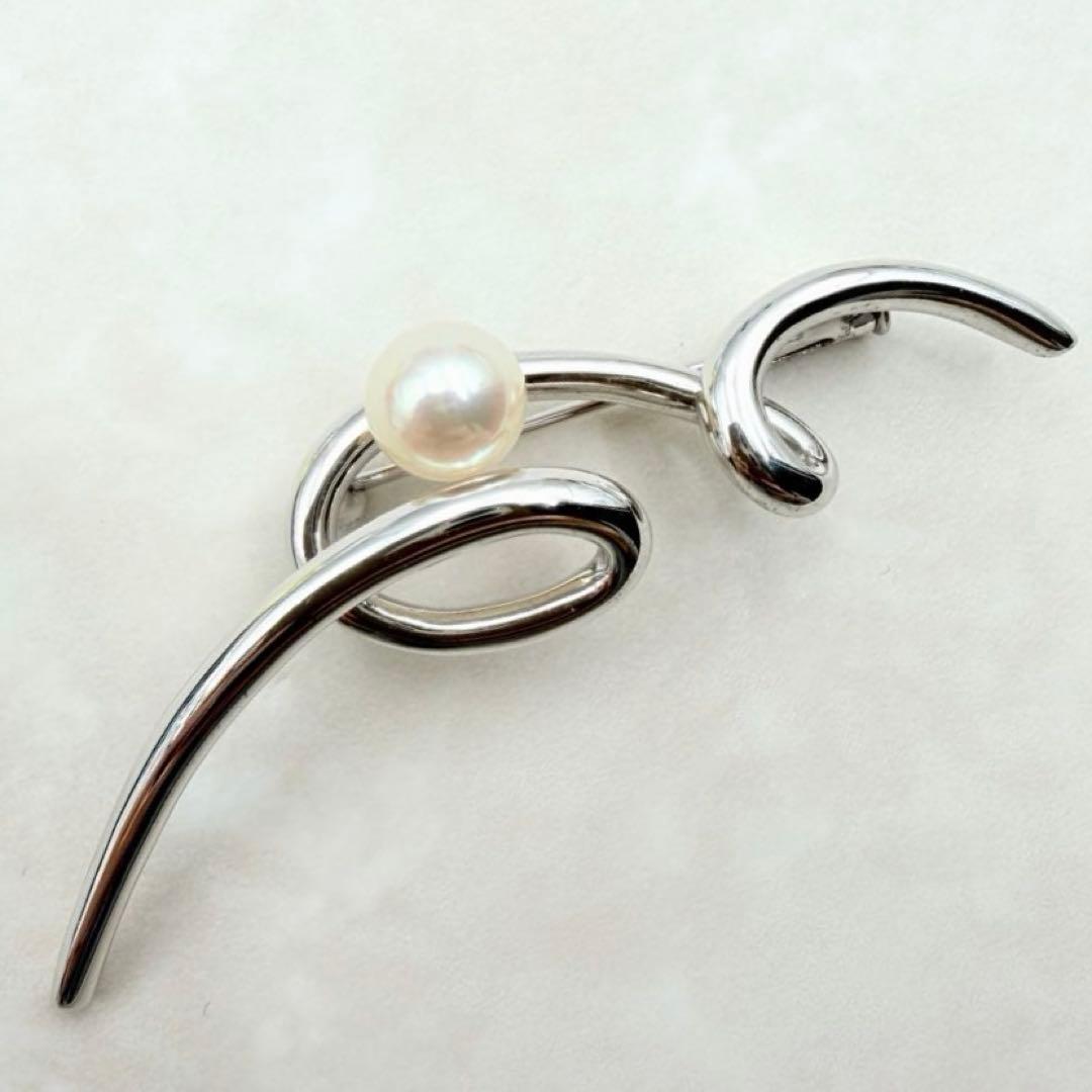 美品 田崎 田崎真珠 ブローチ パール 希少品 レア シルバー silver